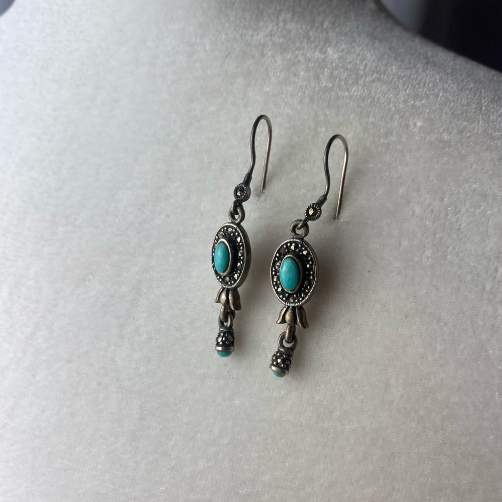 Elegant Turquoise and Silver Dangle Earrings